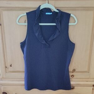 J. McLaughlin Navy Ruffled Tank Top